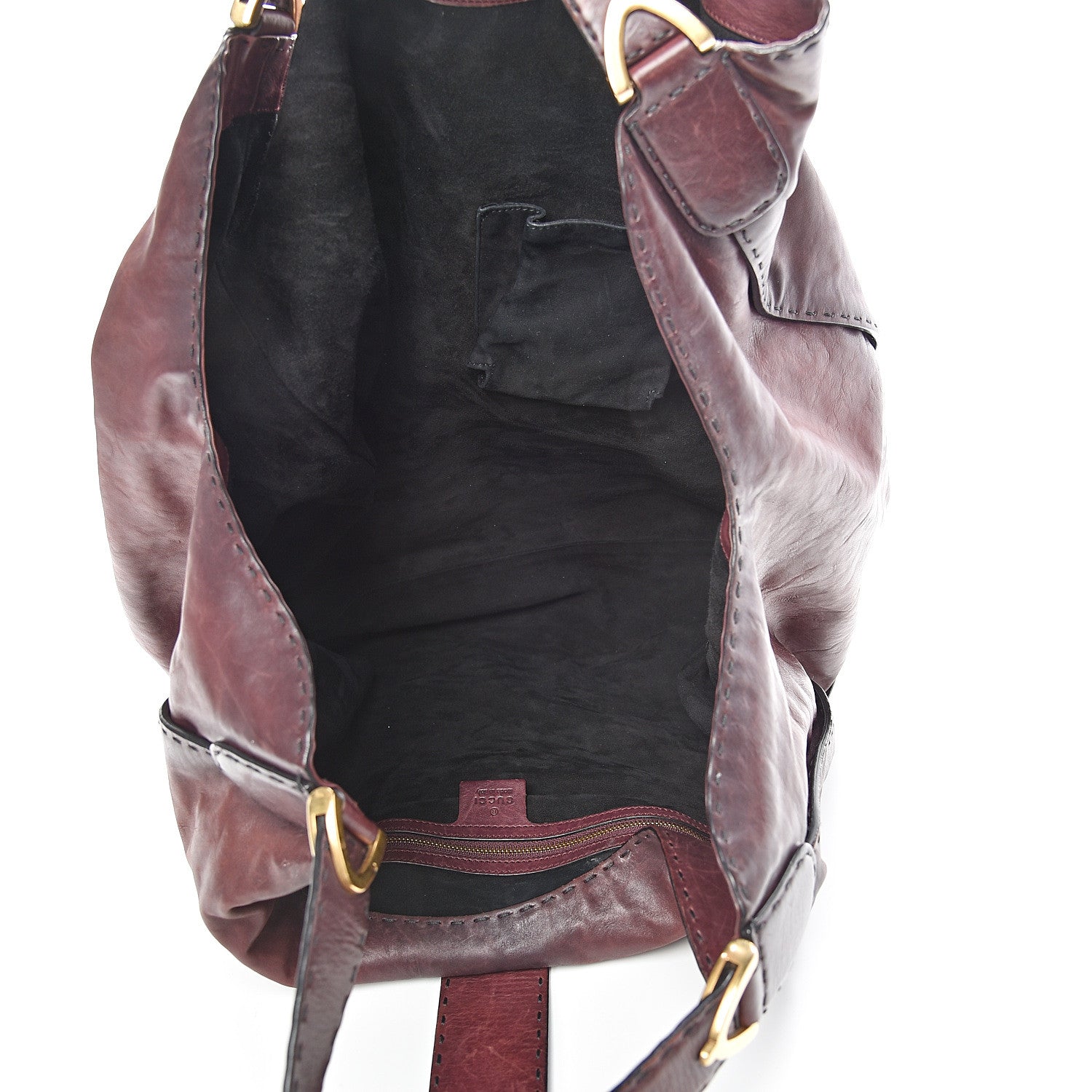 Gucci Calfskin Large Soft Stirrup Shoulder Bag Burgundy 4 of 17