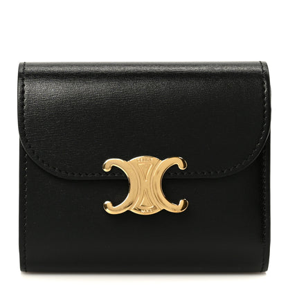 Celine Shiny Smooth Lambskin Small Triomphe Wallet Black 1 of 10