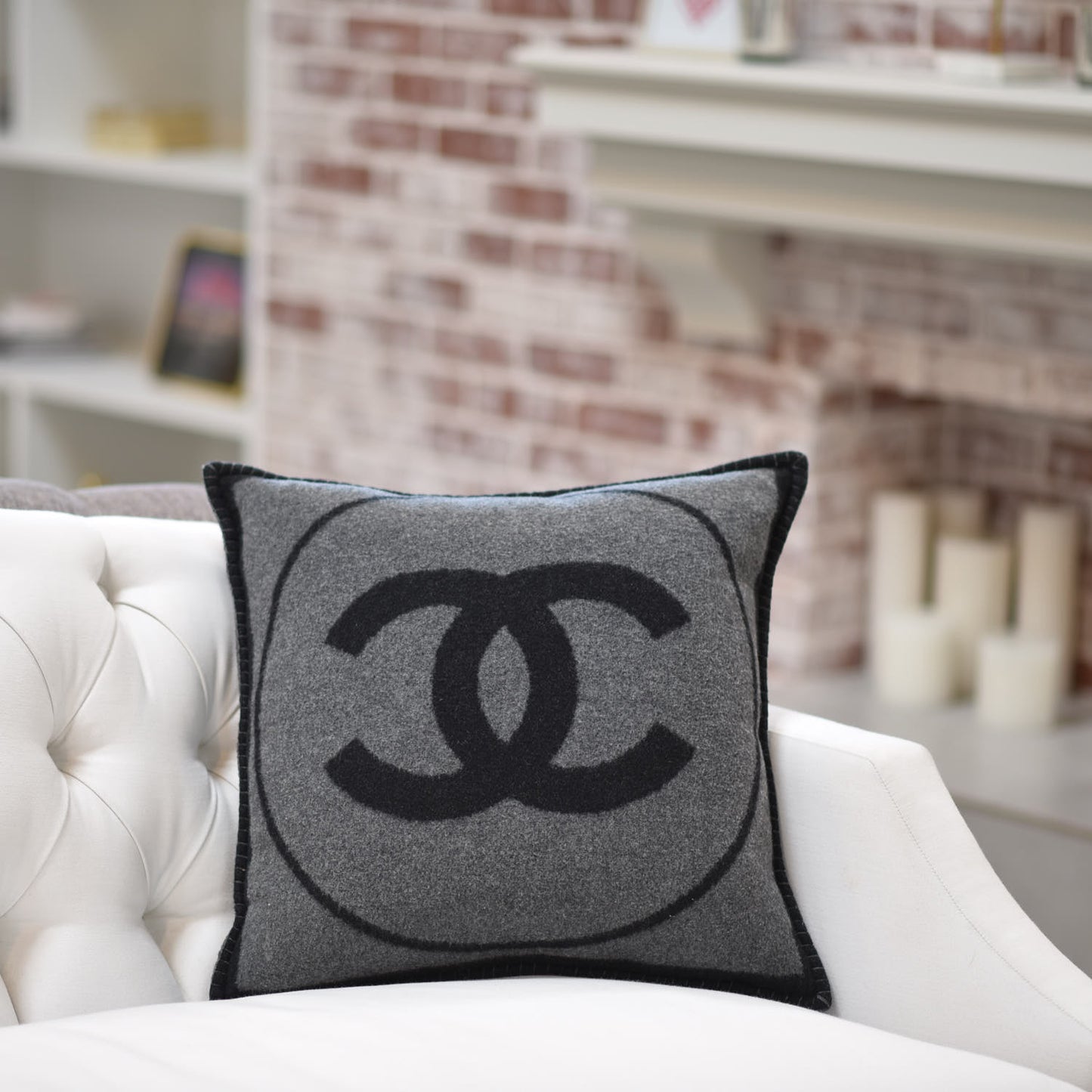 Merino Wool Cashmere CC Pillow Black Grey