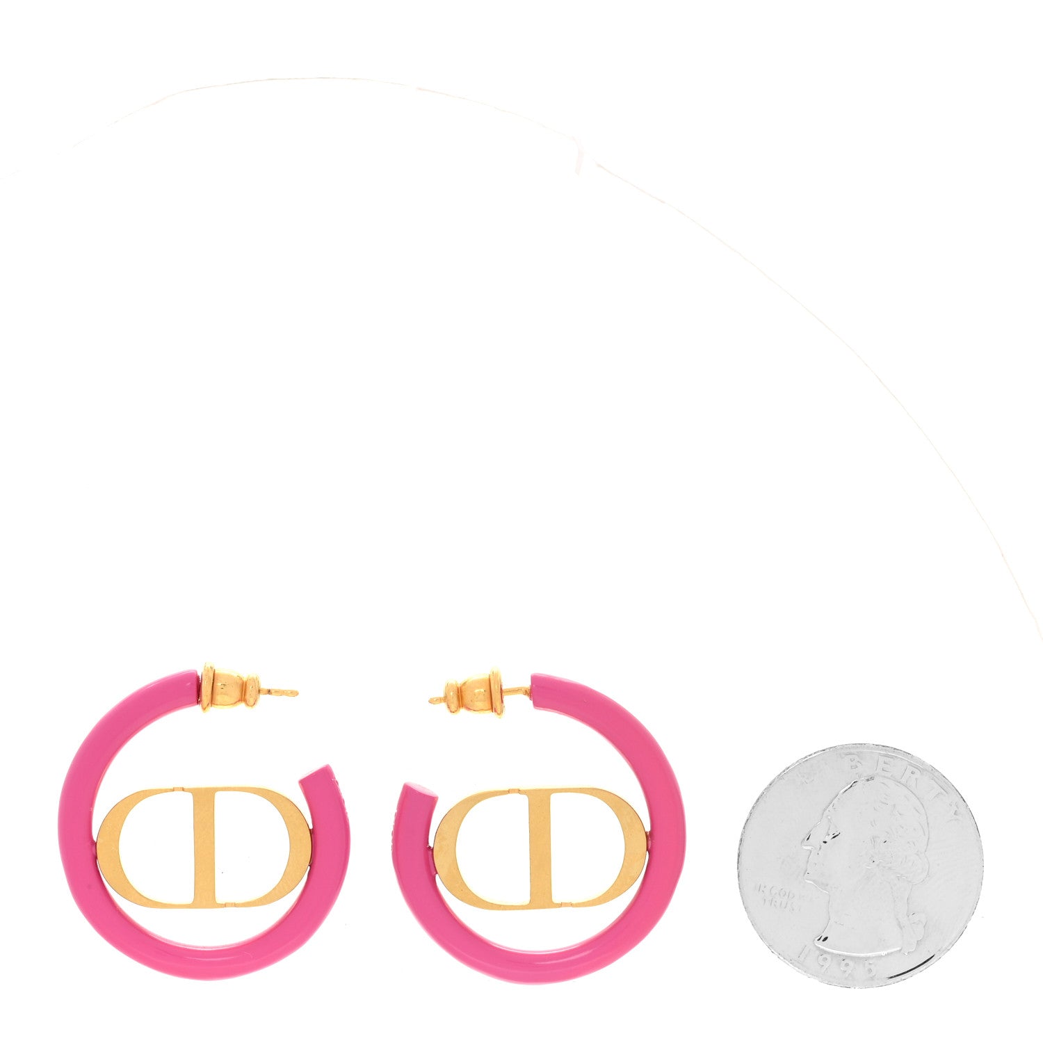 Christian Dior Metal Enamel 30 Montaigne Hoop Earrings Pink Gold 2 of 4