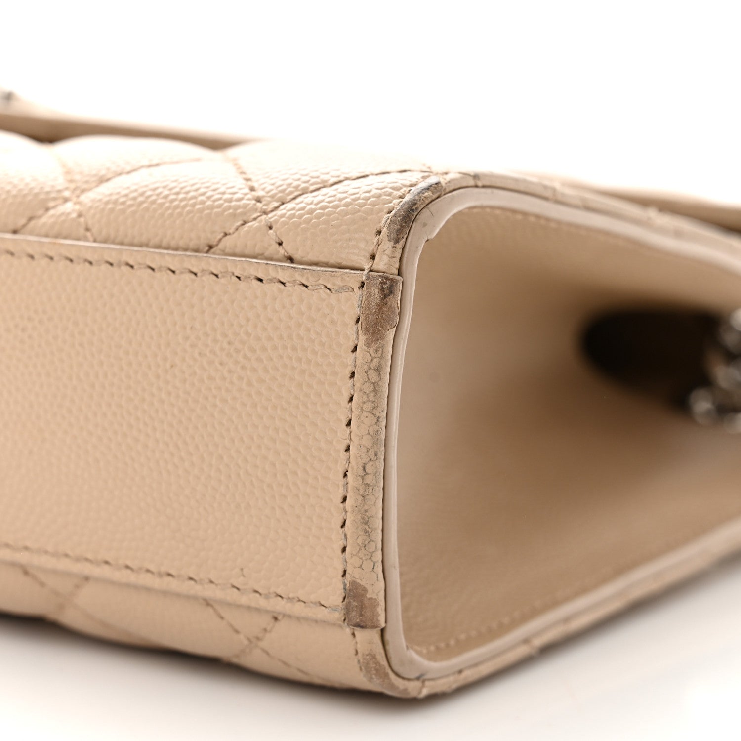 Saint Laurent Grain De Poudre Textured Mixed Matelasse Medium Triquilt Monogram Satchel Dark Beige 10 of 15