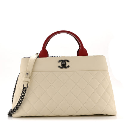 Chanel Calfskin Tweed Quilted Large Portobello Tote White Multicolor 1 of 10