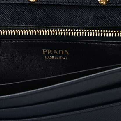 Prada Saffiano Lux Chain Wallet Baltico 5 of 7
