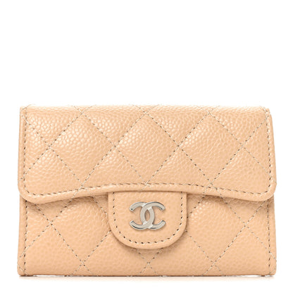 Chanel Caviar Quilted Flap Card Holder Wallet Beige 1 of 8