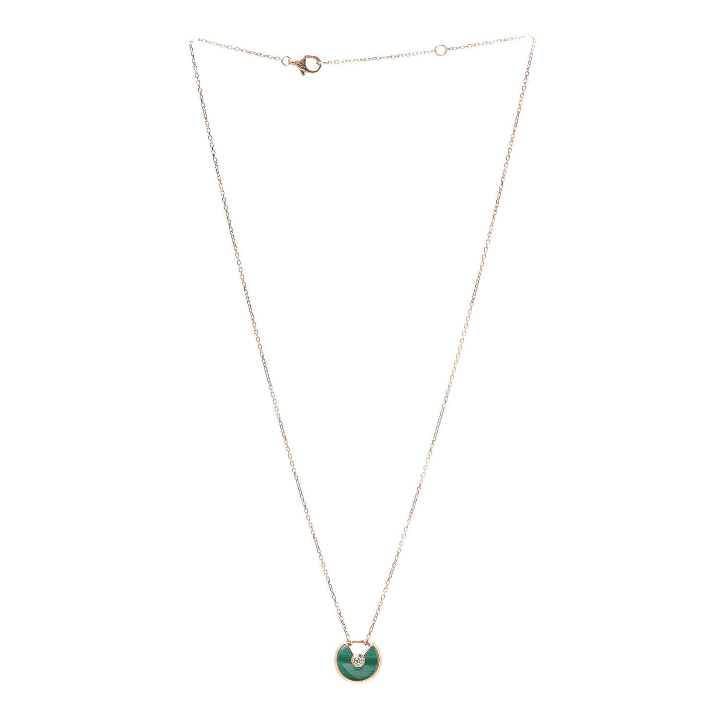18K Pink Gold Diamond Malachite XS Amulette de Cartier Pendant Necklace