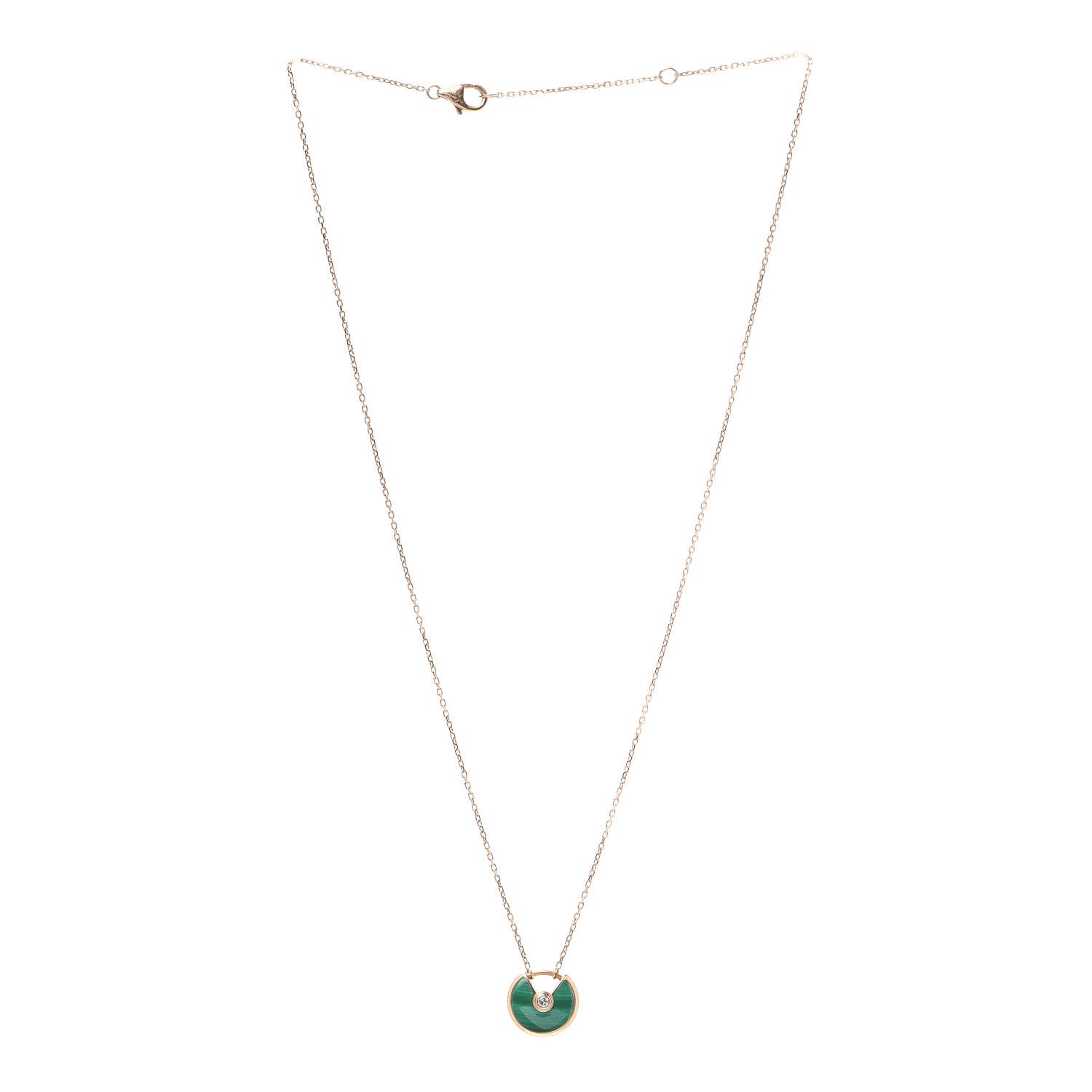 Cartier 18K Pink Gold Diamond Malachite XS Amulette de Cartier Pendant Necklace 3 of 5