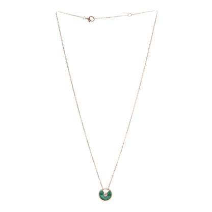 Cartier 18K Pink Gold Diamond Malachite XS Amulette de Cartier Pendant Necklace 3 of 5