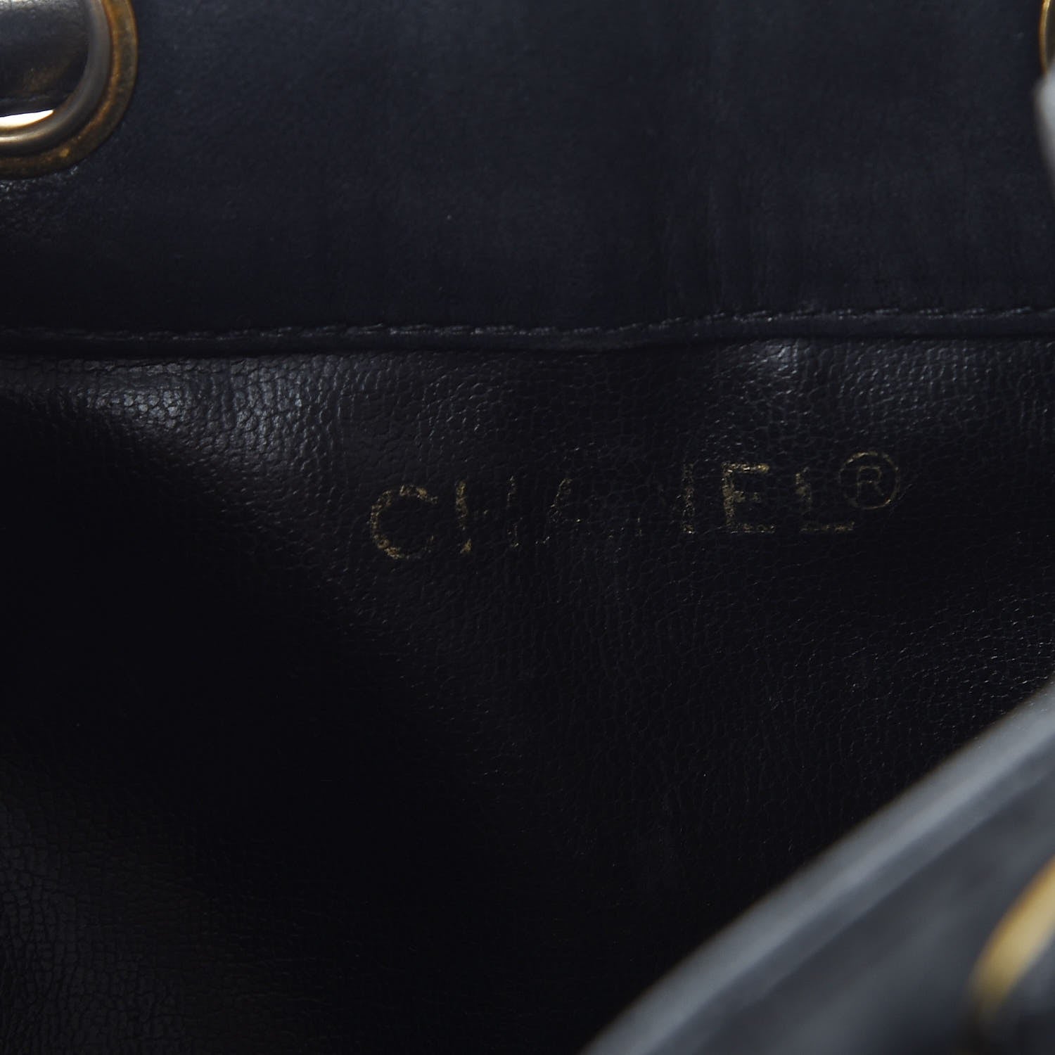 Chanel Lambskin Quilted Drawstring Bag Black 15 of 39