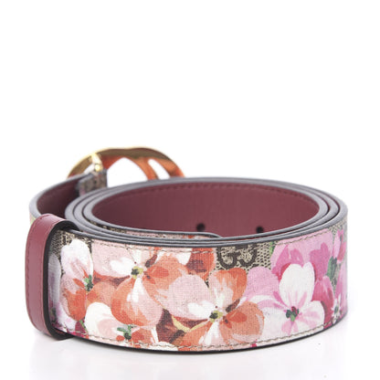 Gucci GG Supreme Monogram Blooms Moon Calfskin Interlocking G 37mm Belt 95 38 Beige Ebony Multicolor Dry Rose 2 of 5