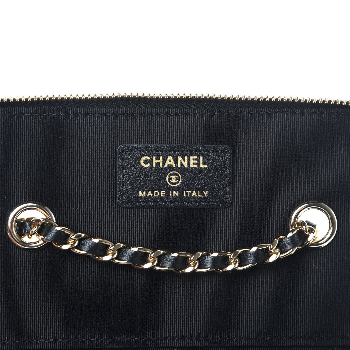 Lambskin Camellia Embossed Small Vanity Case With Chain Black
