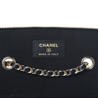 Chanel Lambskin Camellia Embossed Small Vanity Case With Chain Black 6 of 12