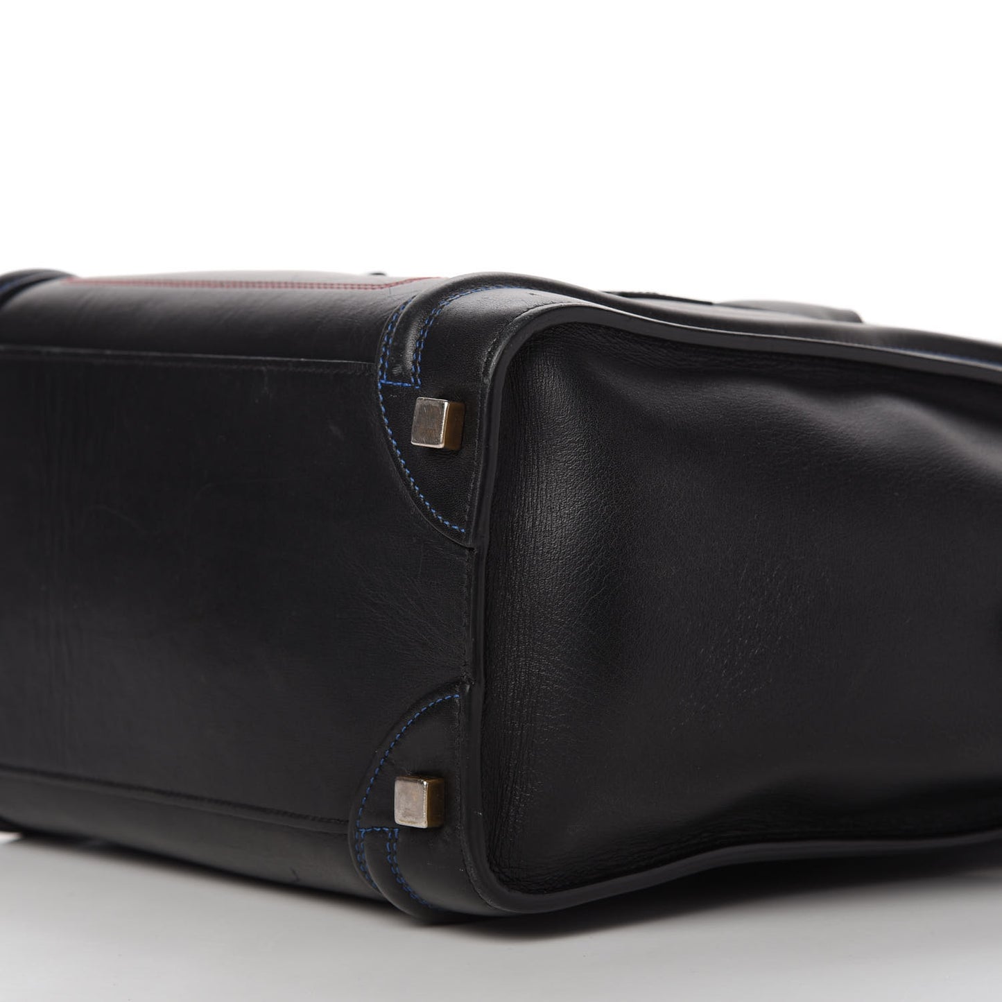 Smooth Calfskin Multicolor Double Stitching Micro Luggage Black
