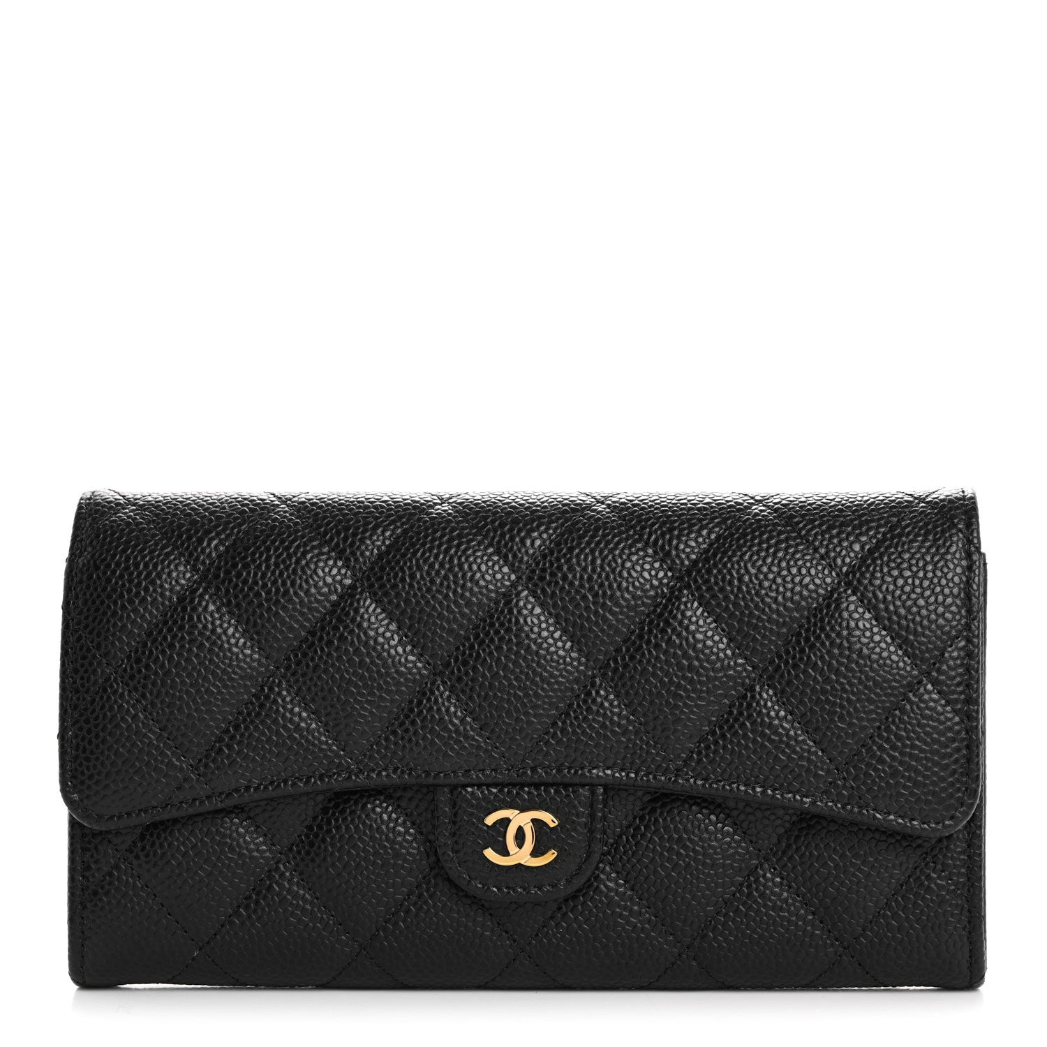 Chanel Caviar Quilted Large Gusset Flap Wallet Black 1 of 10