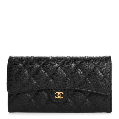 Chanel Caviar Quilted Large Gusset Flap Wallet Black 1 of 10