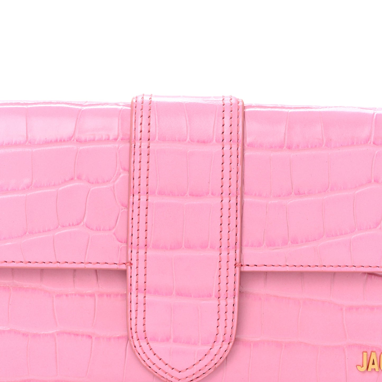 Calfskin Crocodile Embossed Le Bambino Long Pink