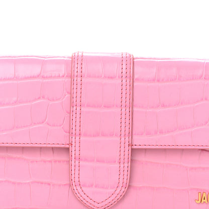 Jacquemus Calfskin Crocodile Embossed Le Bambino Long Pink 7 of 9