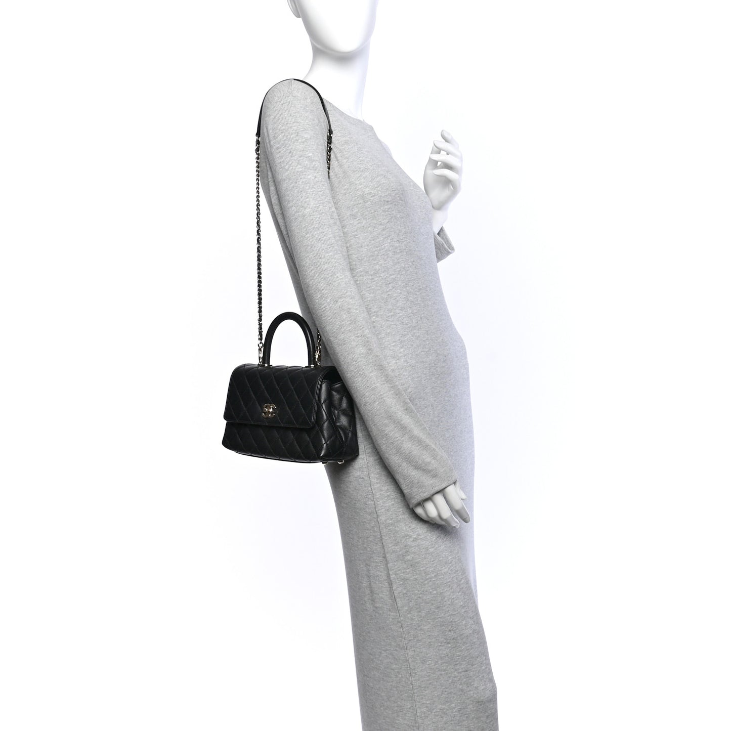 Caviar Quilted Mini Coco Handle Flap Black