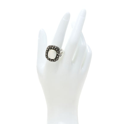 David Yurman Sterling Silver Diamond Mother of Pearl Quartz 14mm Midnight Melange Ring 59 8.75 2 of 5