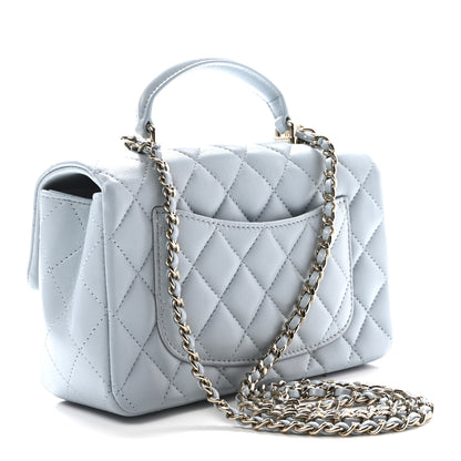 Chanel Lambskin Quilted Mini Top Handle Rectangular Flap Light Blue 3 of 11