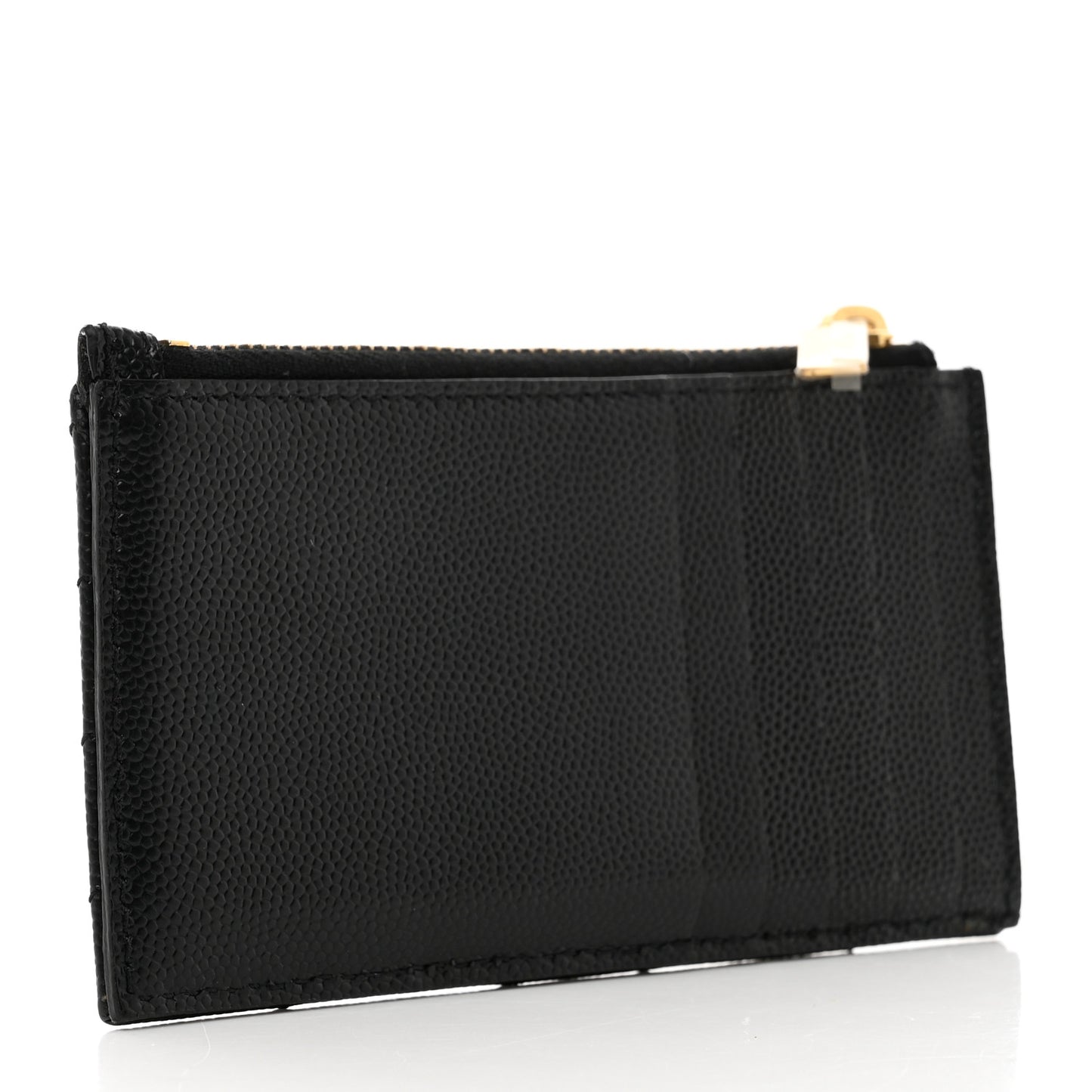 Grain De Poudre Matelasse Chevron Monogram Fragments Zippered Card Case Black