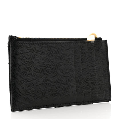 Saint Laurent Grain De Poudre Matelasse Chevron Monogram Fragments Zippered Card Case Black 3 of 6