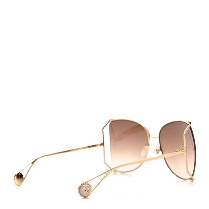 Gucci Oversized Round Sunglasses GG0252S Gold Brown 3 of 7