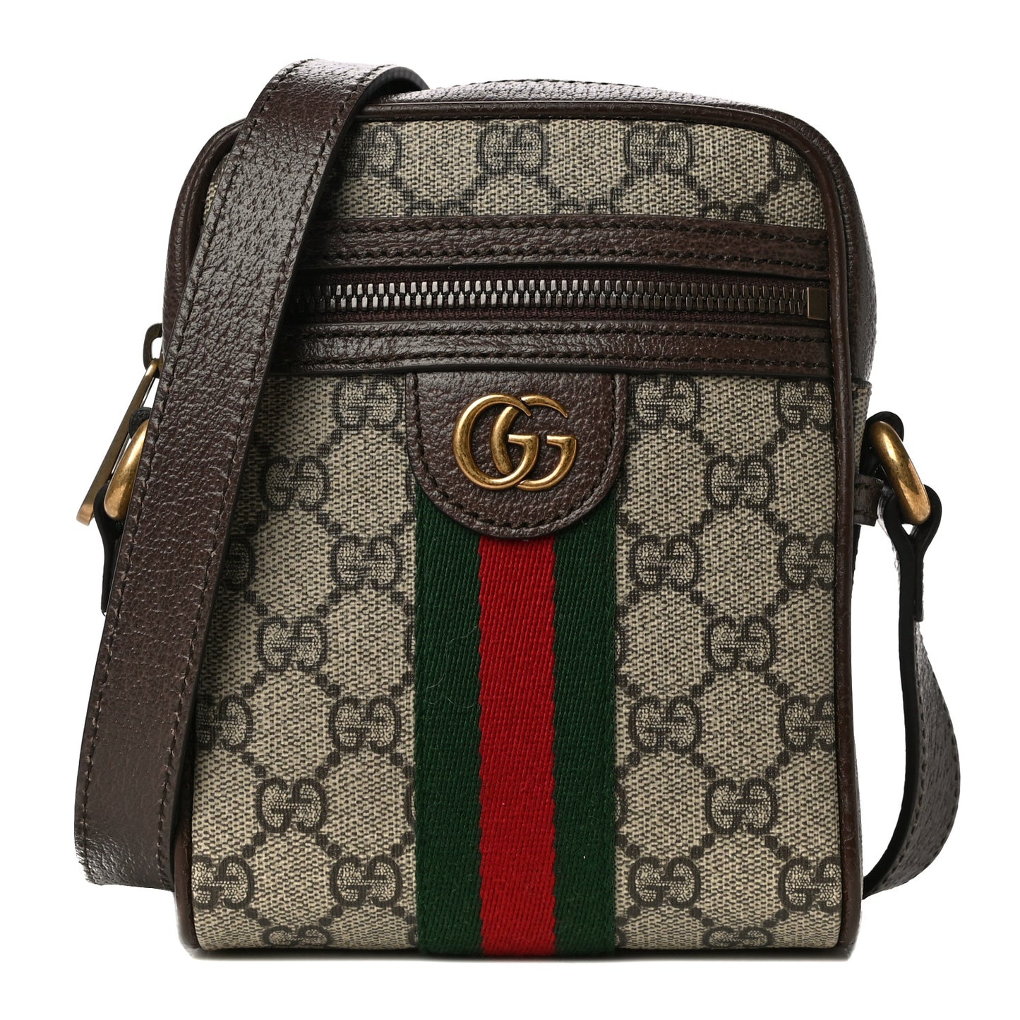 GG Supreme Monogram Web Mini Ophidia Messenger Brown