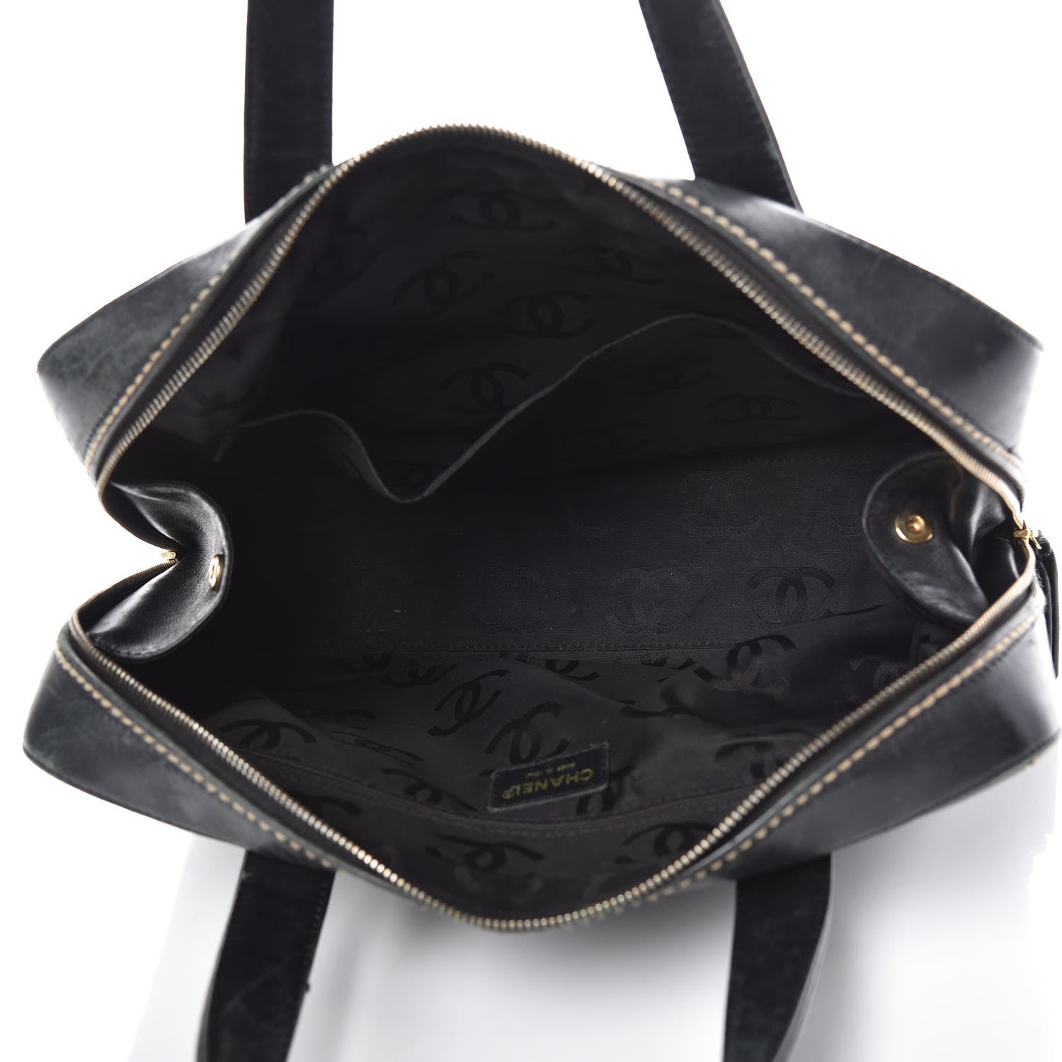 Chanel Calfskin Wild Stitch Top Handle Bag Black 5 of 17