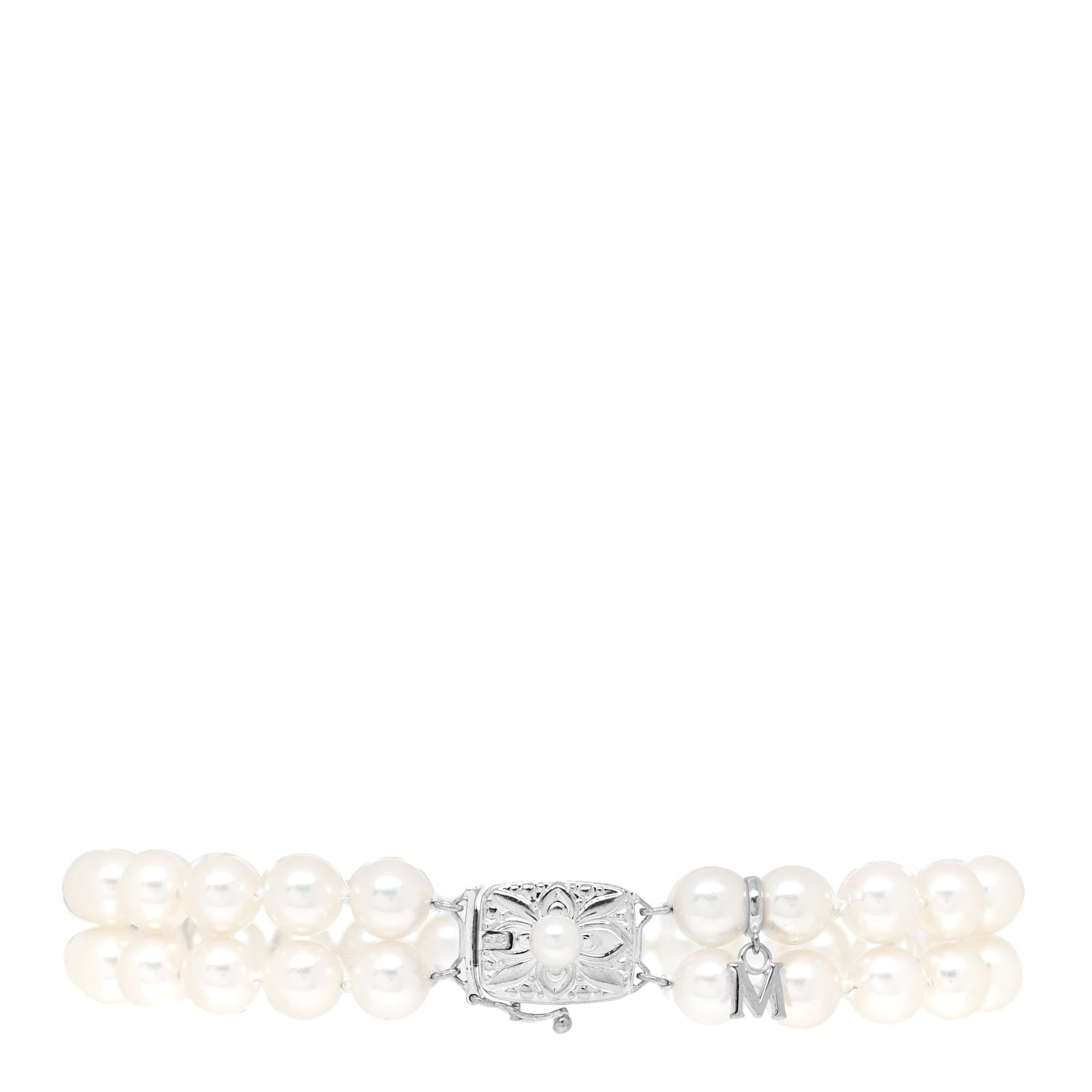Mikimoto 18K White Gold Akoya Pearl 6-6.5mm Double Strand Bracelet 1 of 4