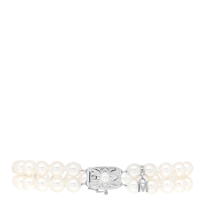 Mikimoto 18K White Gold Akoya Pearl 6-6.5mm Double Strand Bracelet 1 of 4