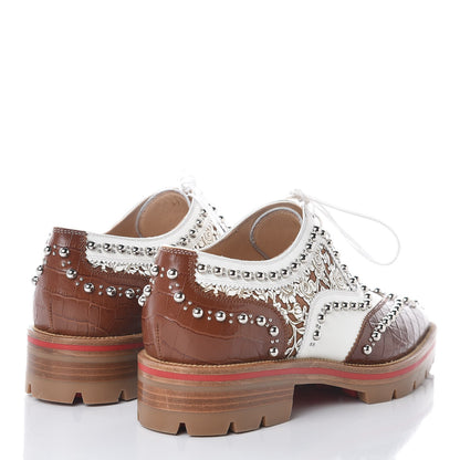 Christian Louboutin Calfskin Studded Womens Crapadonna Oxfords 37 Version Multi 4 of 9