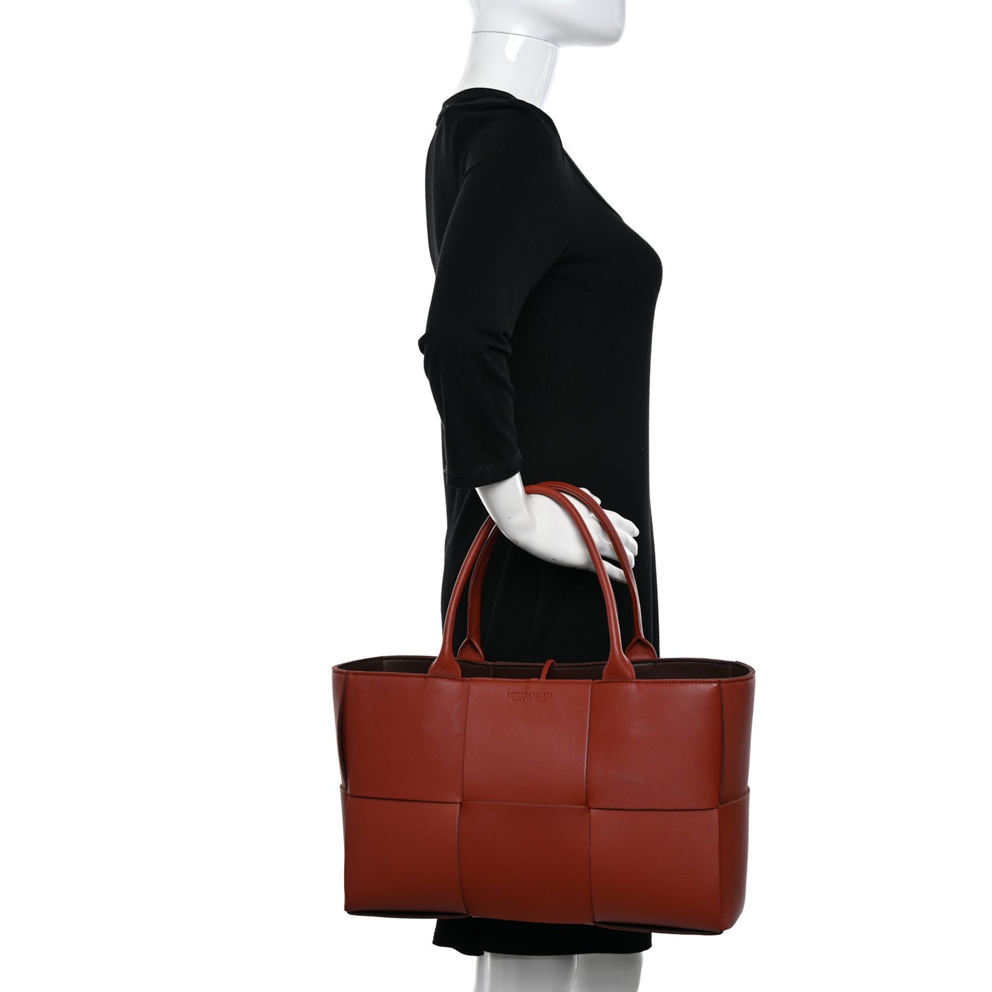 Nappa Maxi Intrecciato Medium Arco Tote Rust