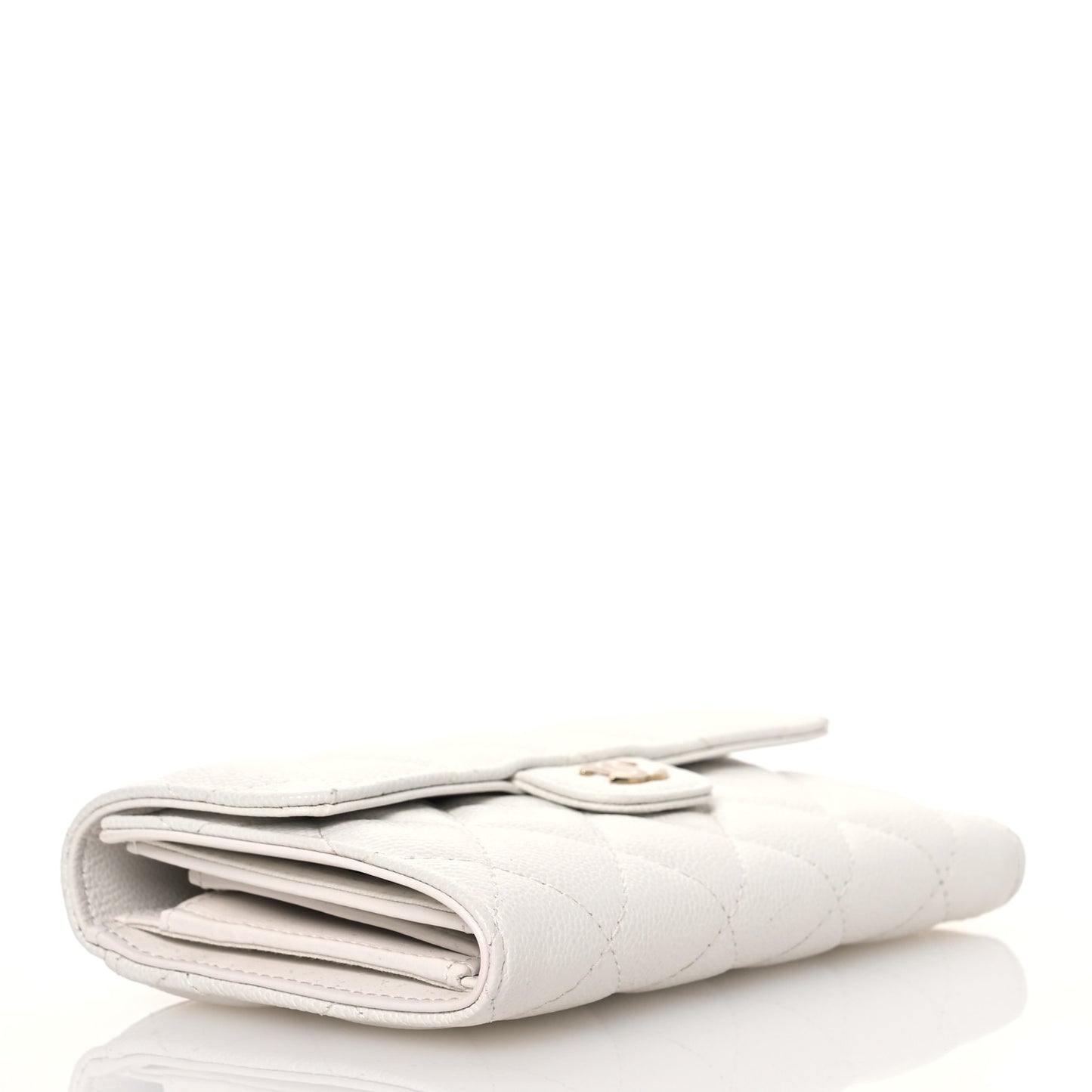 Caviar Quilted Medium Flap Wallet White