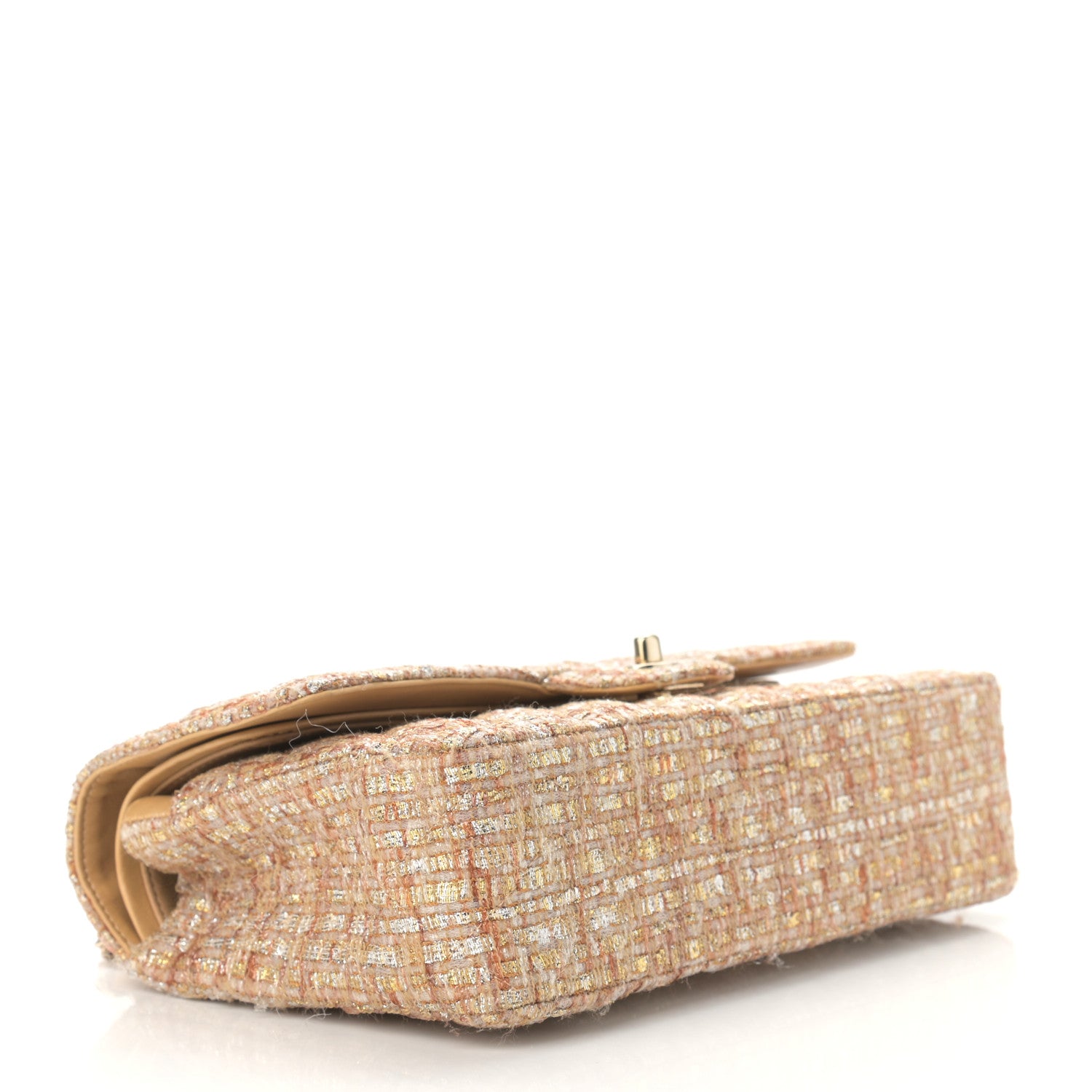Chanel Tweed Quilted Medium Double Flap Beige Multicolor 4 of 13