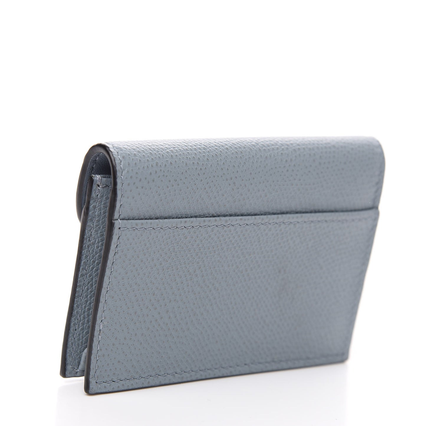 Grained Calfskin Saddle Card Holder Sky Blue