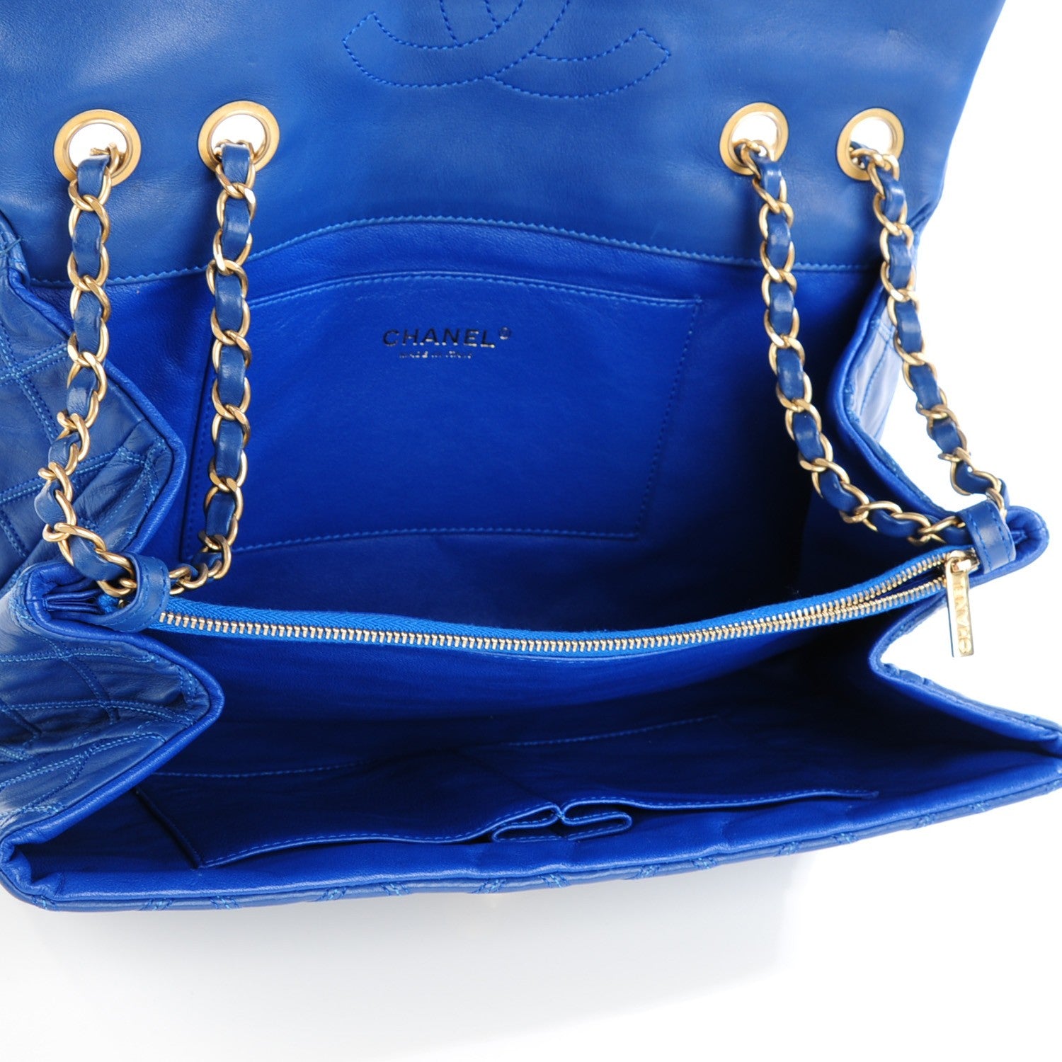 Chanel Calfskin Stitched Thin City Flap Blue 5 of 8