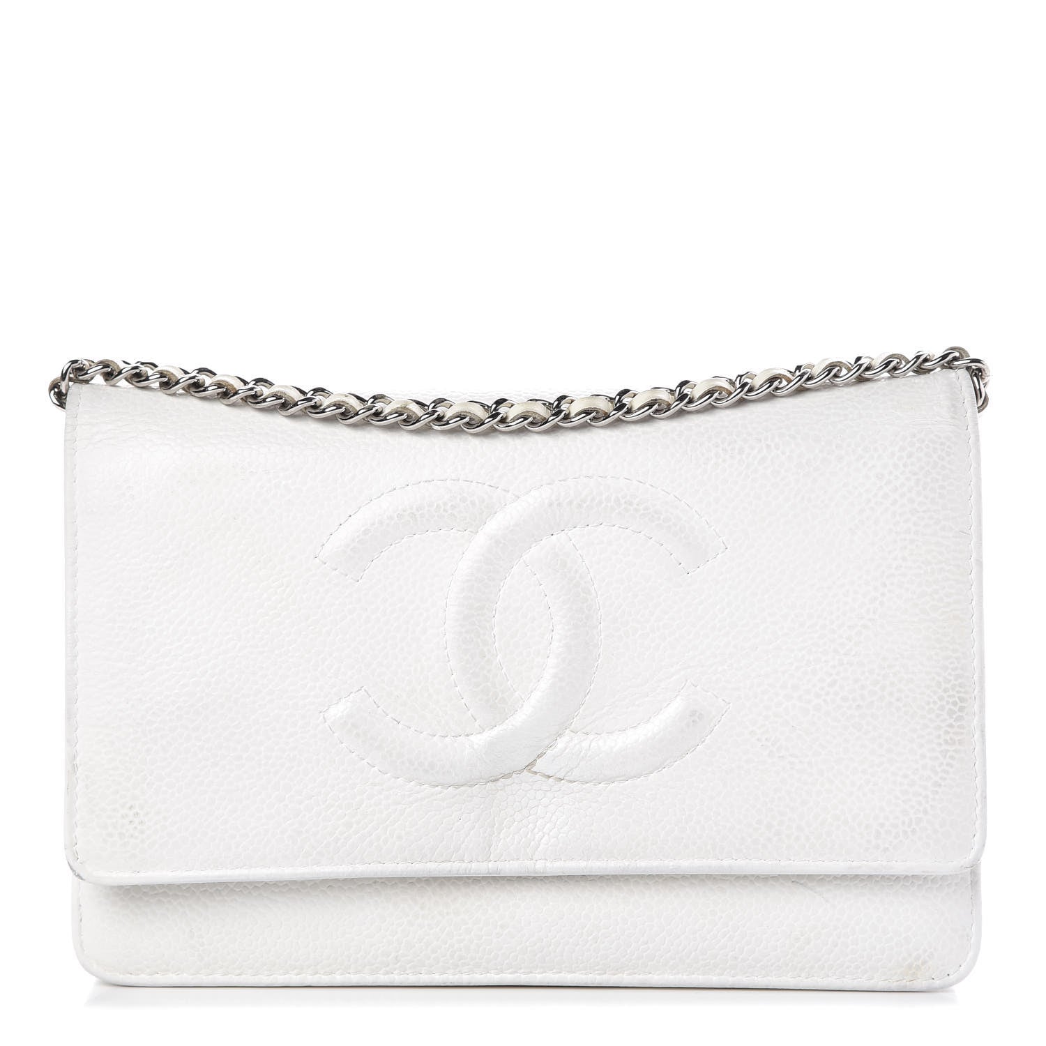 Chanel Caviar Timeless CC Wallet on Chain WOC White 1 of 13