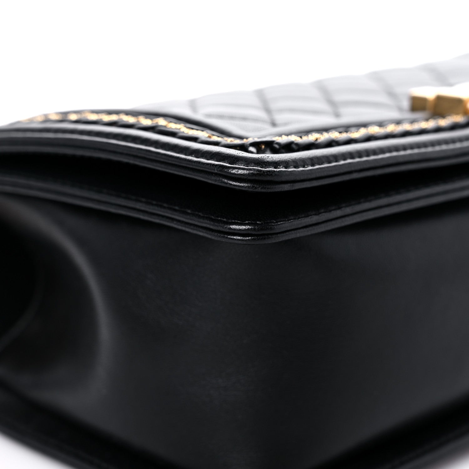 Chanel Lambskin Quilted Medium Chain Detail Boy Flap Black 4 of 13