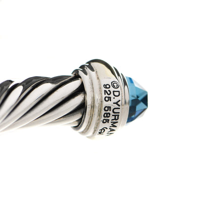 David Yurman Sterling Silver 14K Yellow Gold Blue Topaz 7mm Cable Classics Bracelet 3 of 4