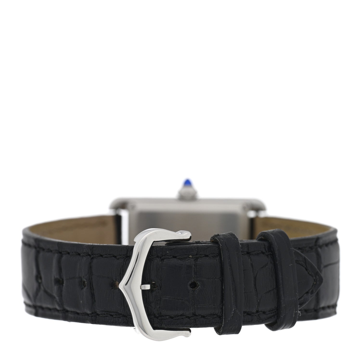 Cartier Stainless Steel Alligator 25mm Must de Cartier Tank Quartz Watch Blue 3 of 4