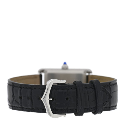 Cartier Stainless Steel Alligator 25mm Must de Cartier Tank Quartz Watch Blue 3 of 4