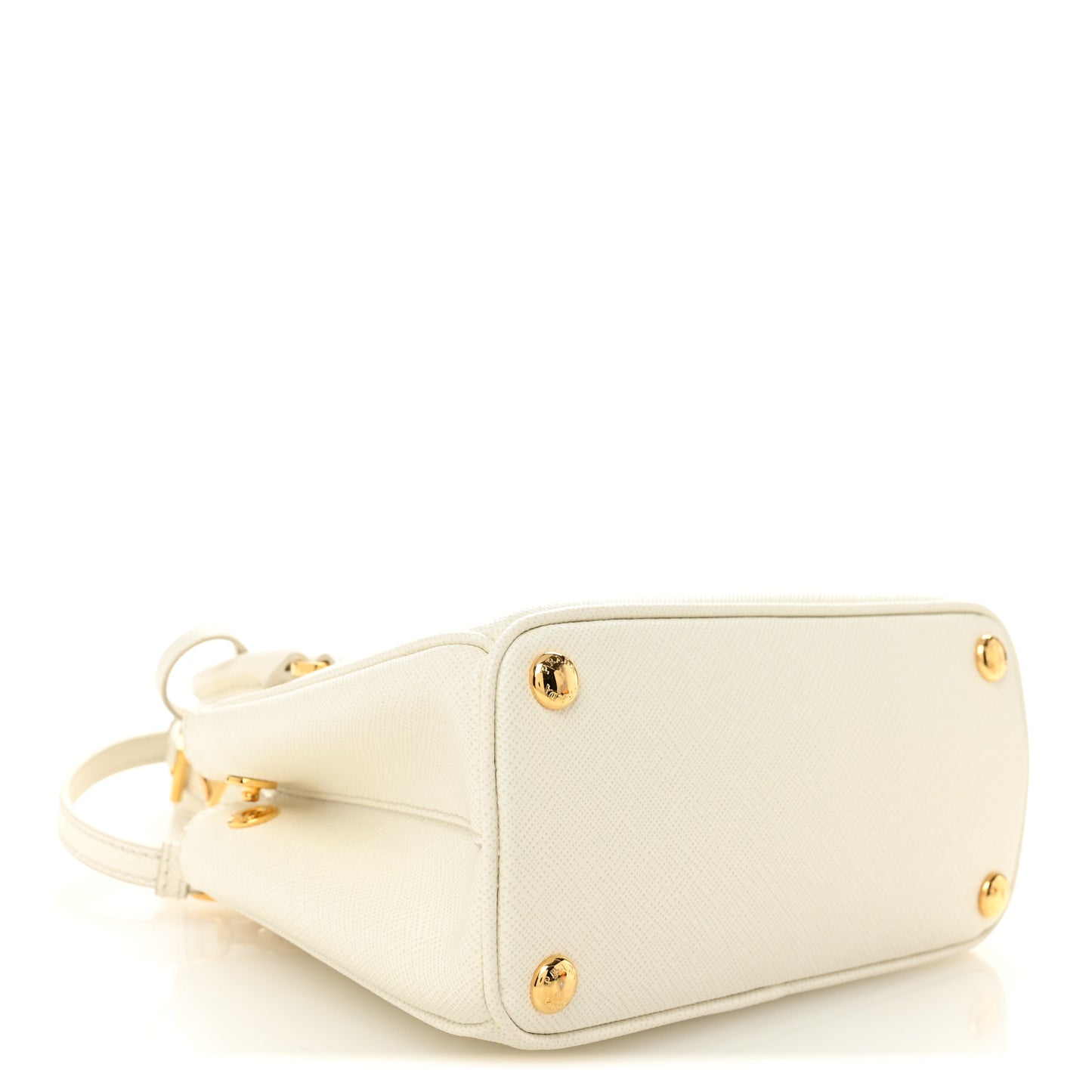 Saffiano Lux Micro Galleria Double Zip Tote White