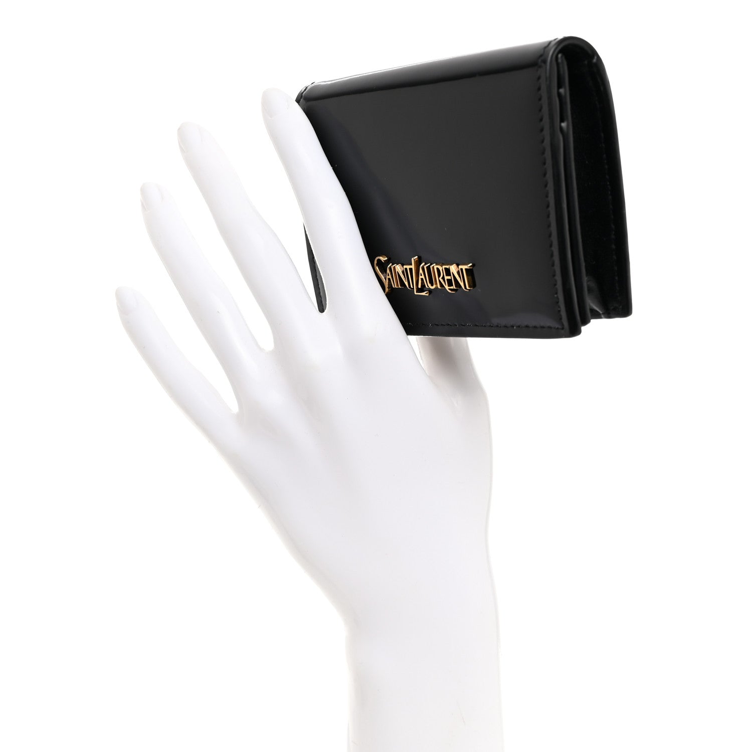 Saint Laurent Shiny Lambskin Logo Carre Zipped Card Case Black 2 of 7