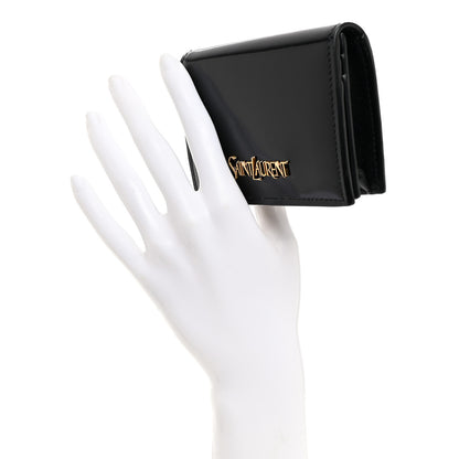 Saint Laurent Shiny Lambskin Logo Carre Zipped Card Case Black 2 of 7