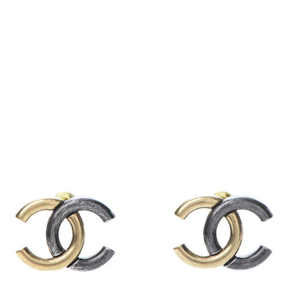 Chanel Metal CC Earrings Gold Ruthenium 1 of 5