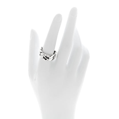 Gucci Sterling Silver Interlocking G Chainlink Wide Band Ring 58 8.25 2 of 5