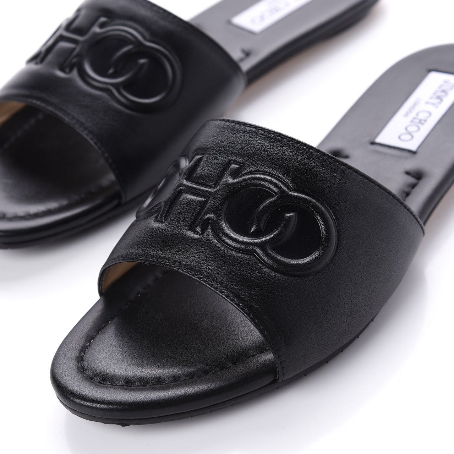 Calfskin Tiaret Flat Sandals 39.5 Black