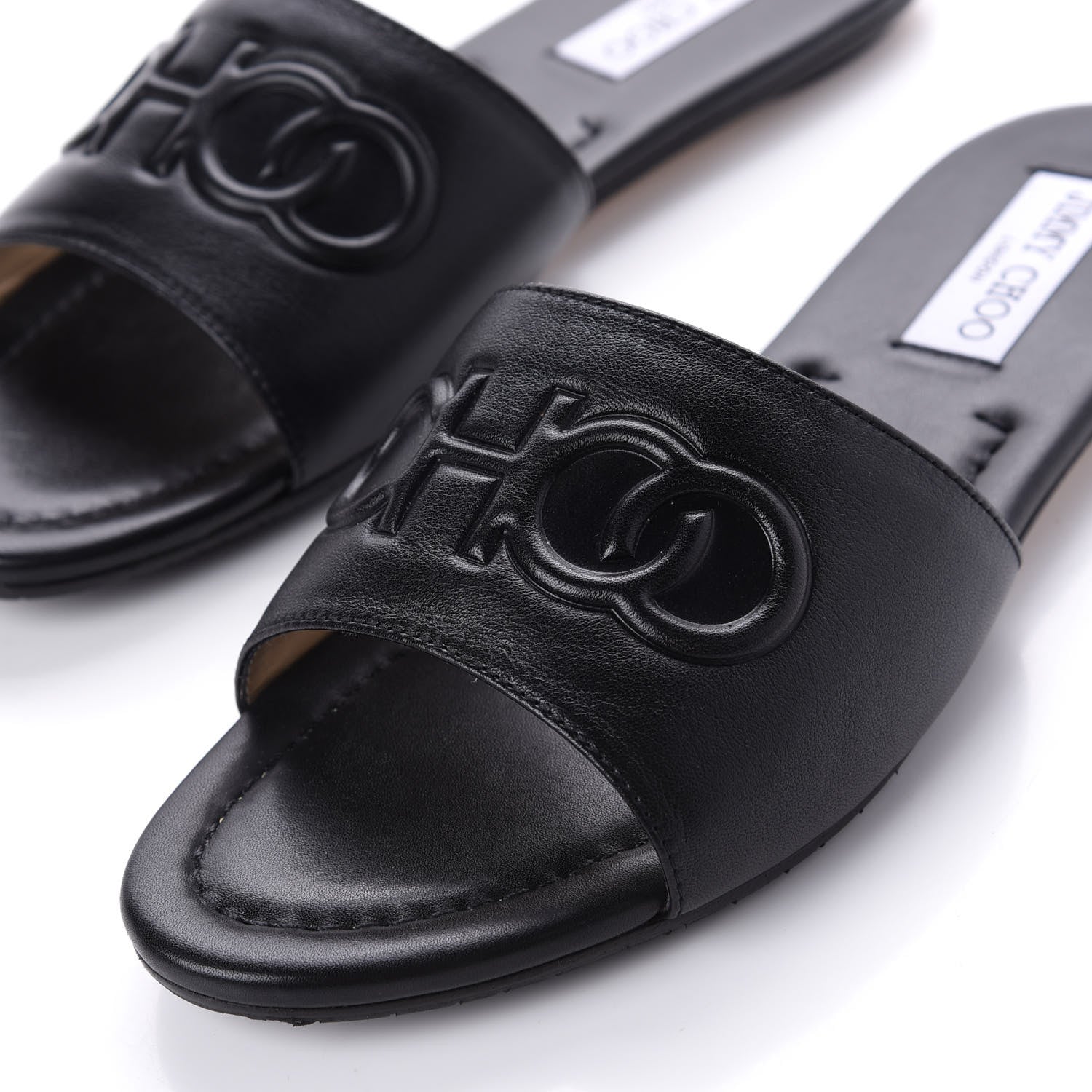 Jimmy Choo Calfskin Tiaret Flat Sandals 39.5 Black 10 of 11