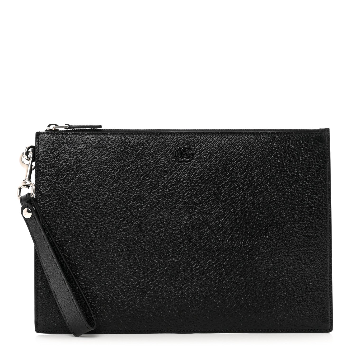 Gucci Textured Dollar Calfskin Enamel GG Marmont Zip Pouch Black 1 of 7