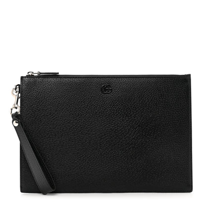 Gucci Textured Dollar Calfskin Enamel GG Marmont Zip Pouch Black 1 of 7